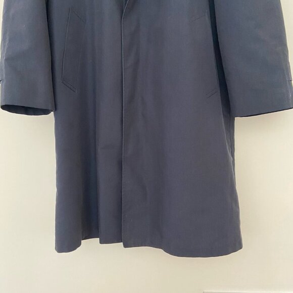 London Fog Towne Men's Navy Blue Long Fleece Lined Trench Coat Jacket Sz 42 Long - Picture 8 of 13